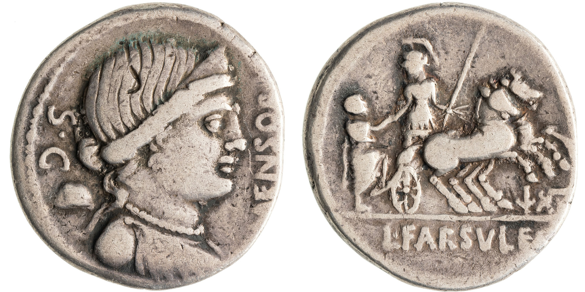 Farsuleia, Denarius, 75 BC, gF