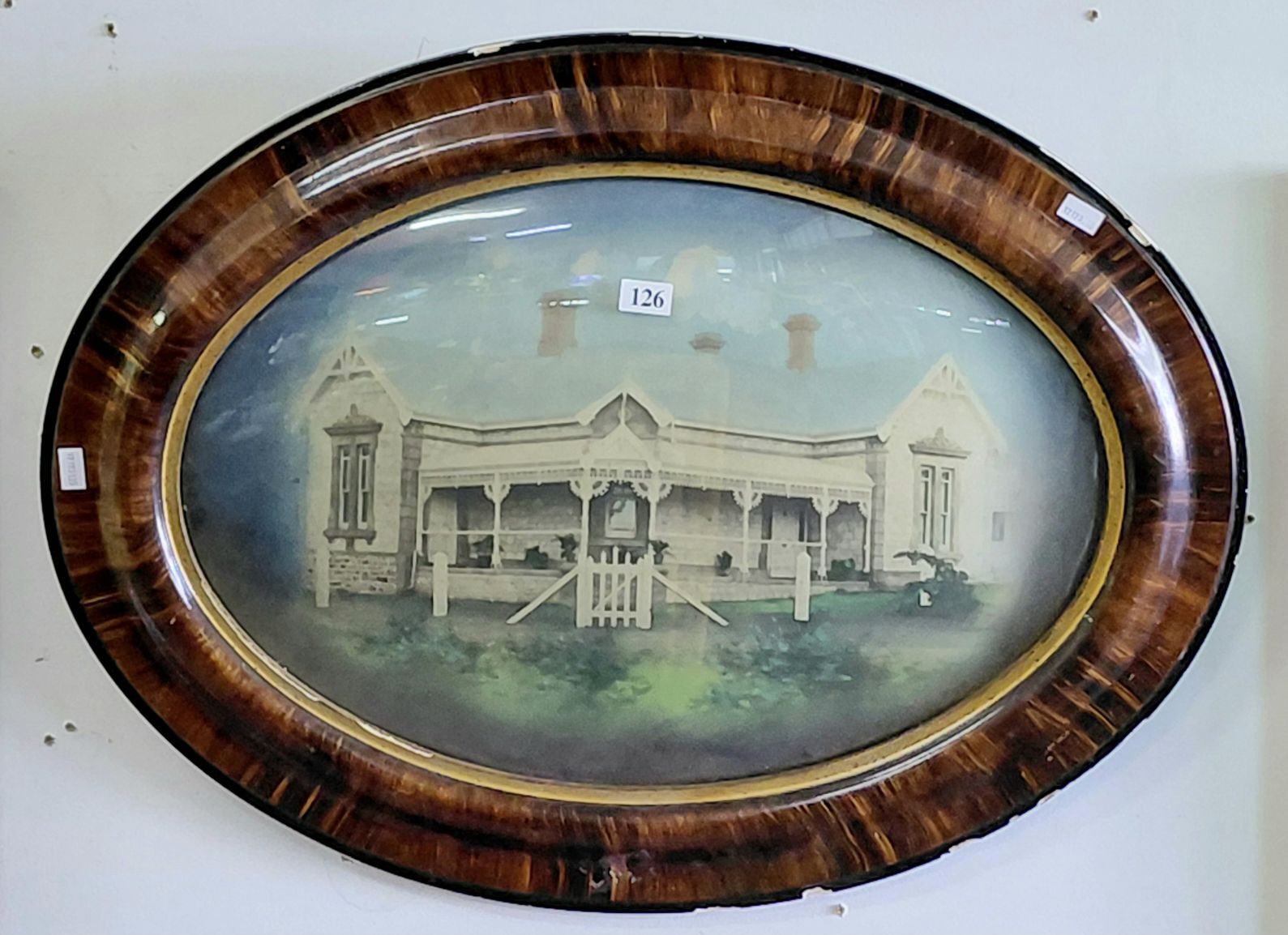 Convex Framed Homestead Photograph