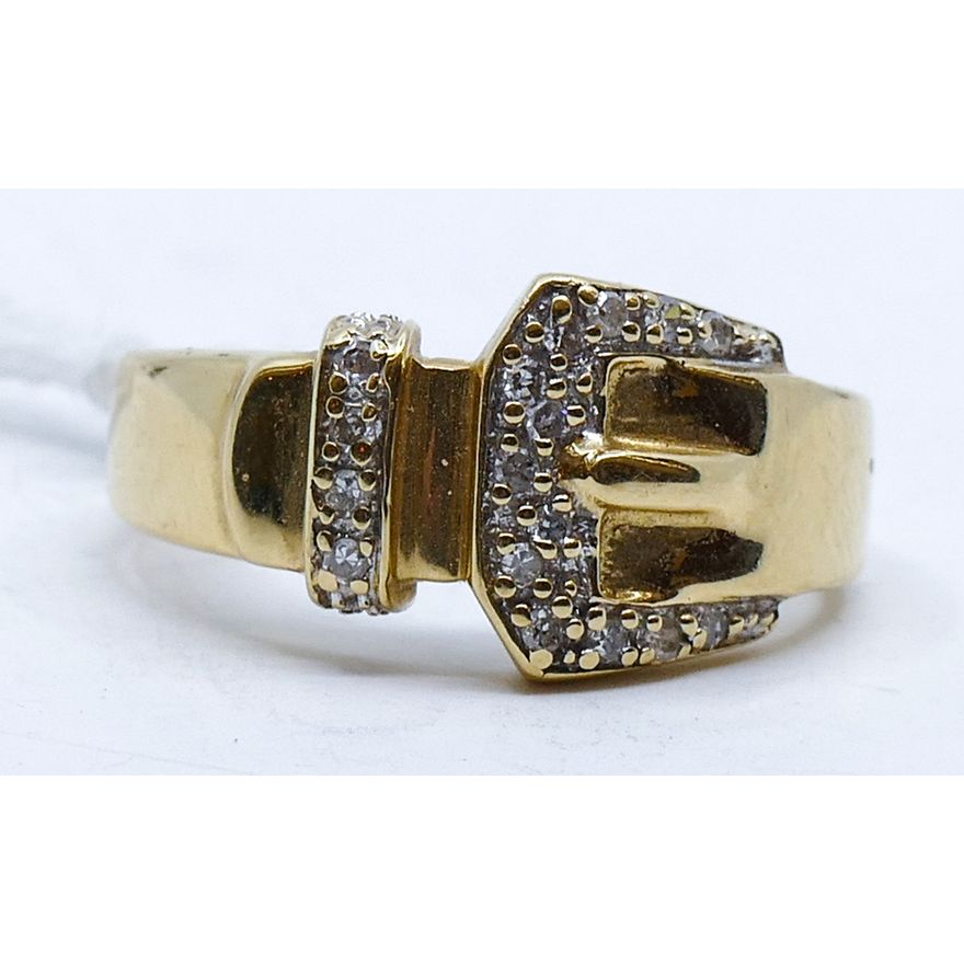 Ladies 14k Diamond Buckle Ring Size 7 - 3.5 Grams