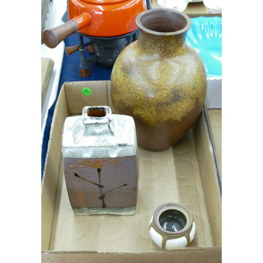 Box 3pc Japanese Studio Pottery Vases