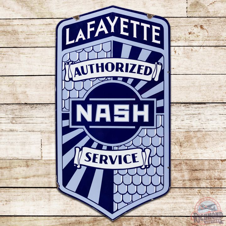 Nash LaFayette Authorized Service Die Cut DS Porcelain Sign