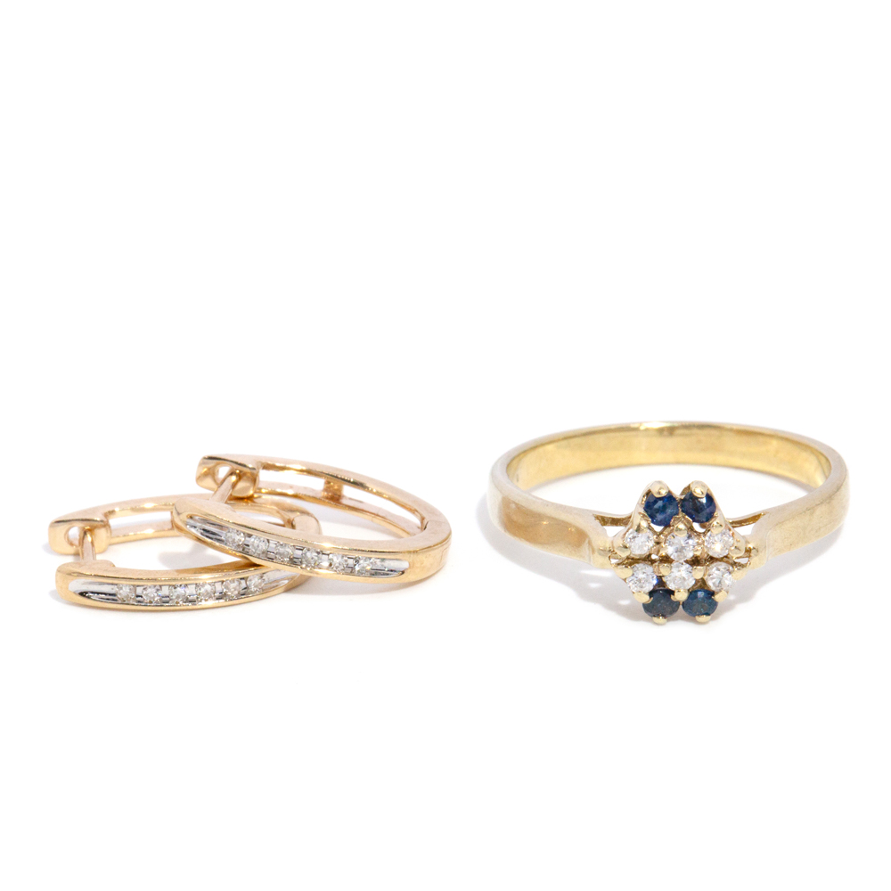 38 · Sapphire & Diamond Ring & Earrings