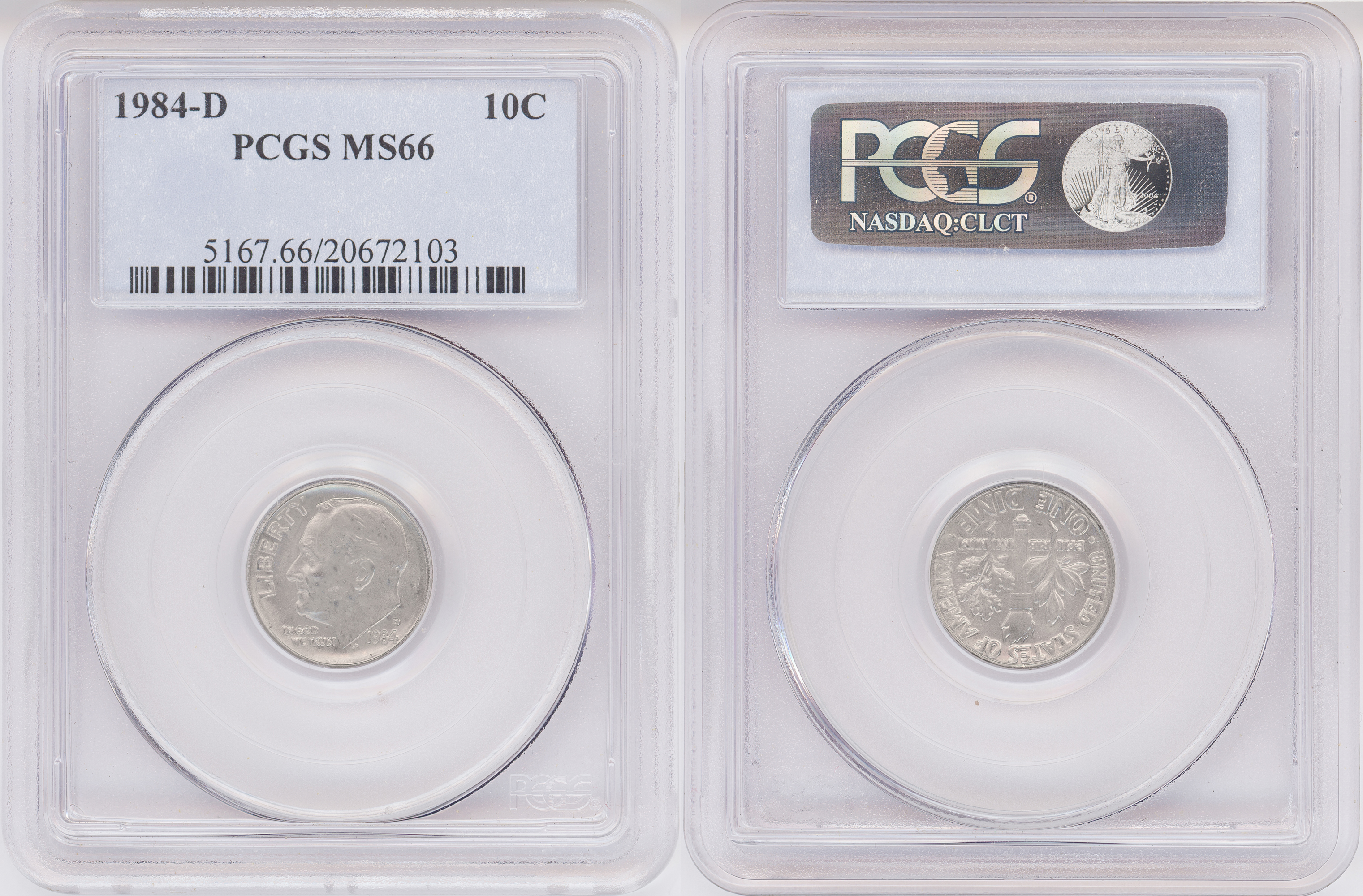 The United States of America, Ten Cent, 1984-D, PCGS MS66