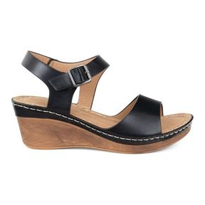 TTP Ladies Wedge Heel Sandals with Cut Out Pattern Black Women UK 5 |