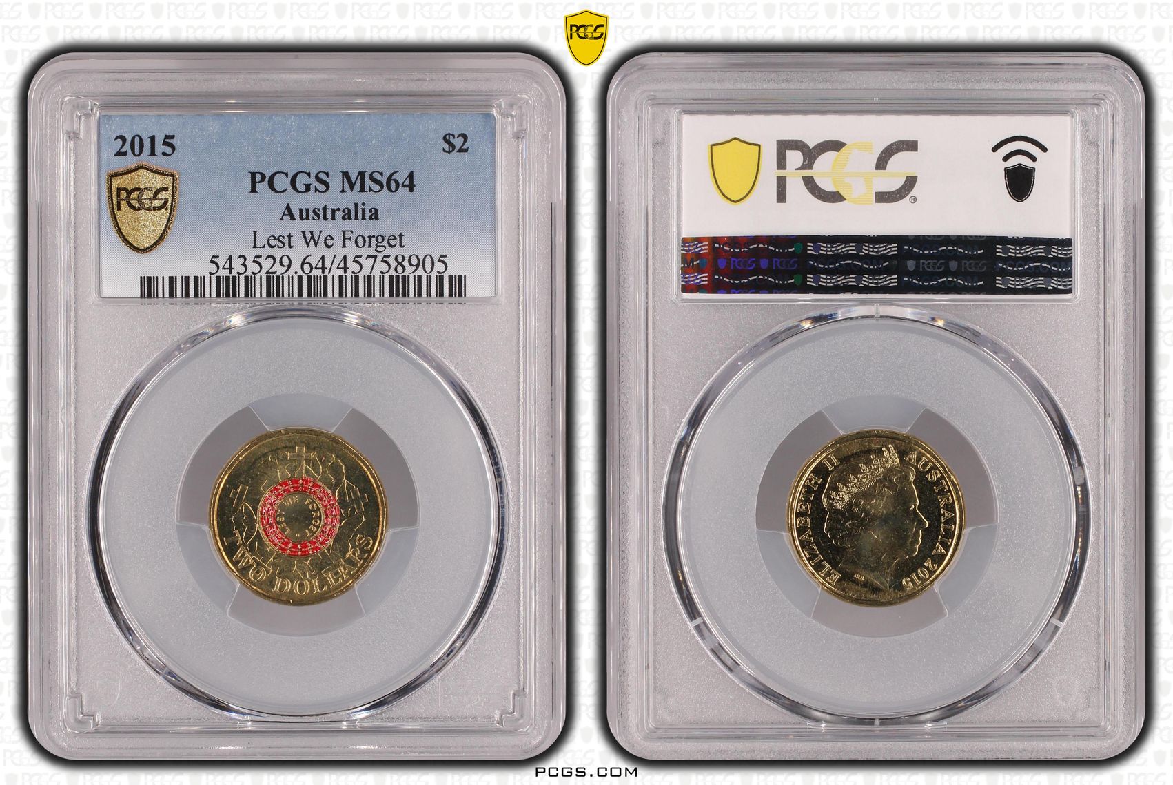 Lest We Forget, Two Dollar, 2015, PCGS MS64