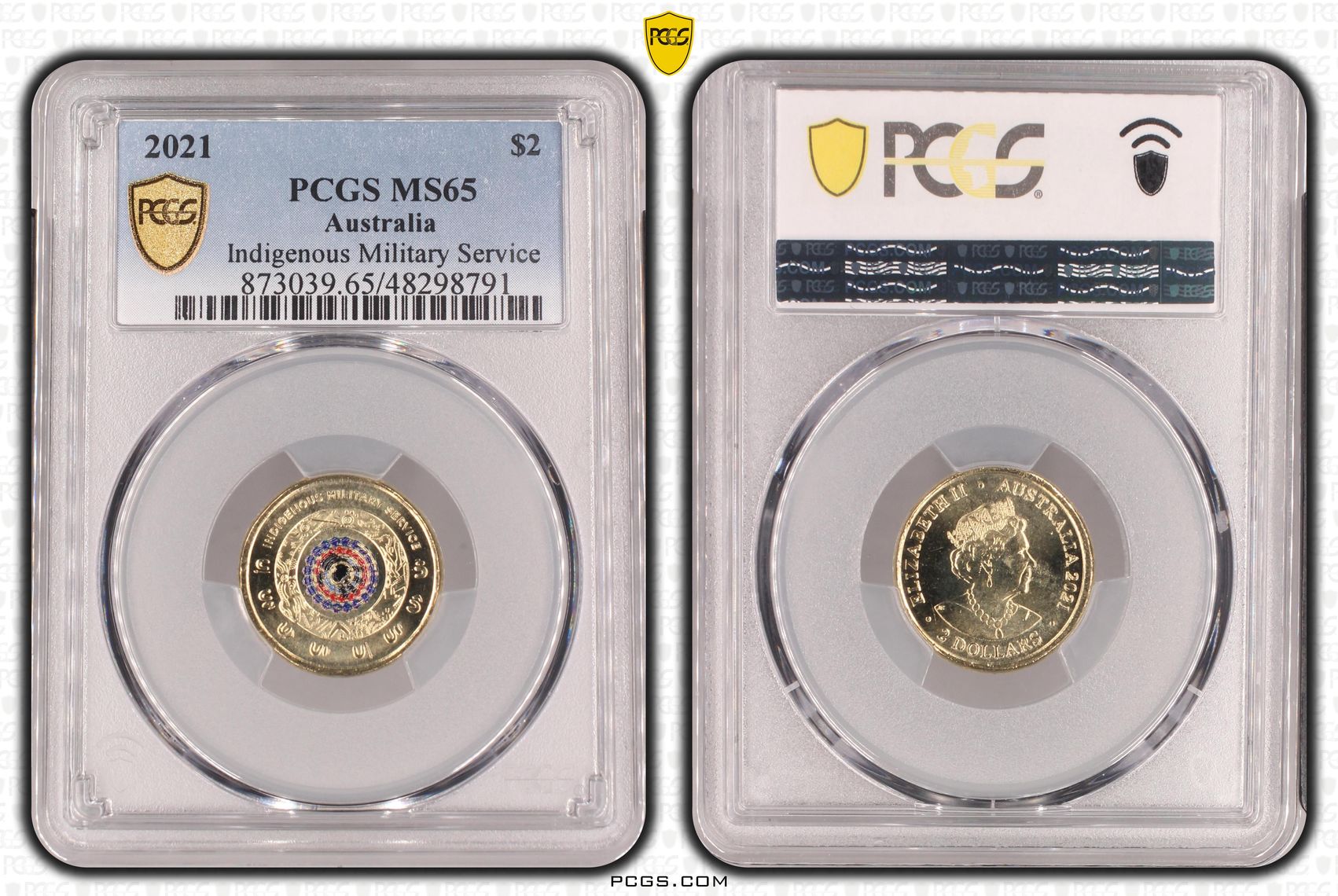 Indigenous Military Service Colourised, Two Dollar, 2021, PCGS MS65