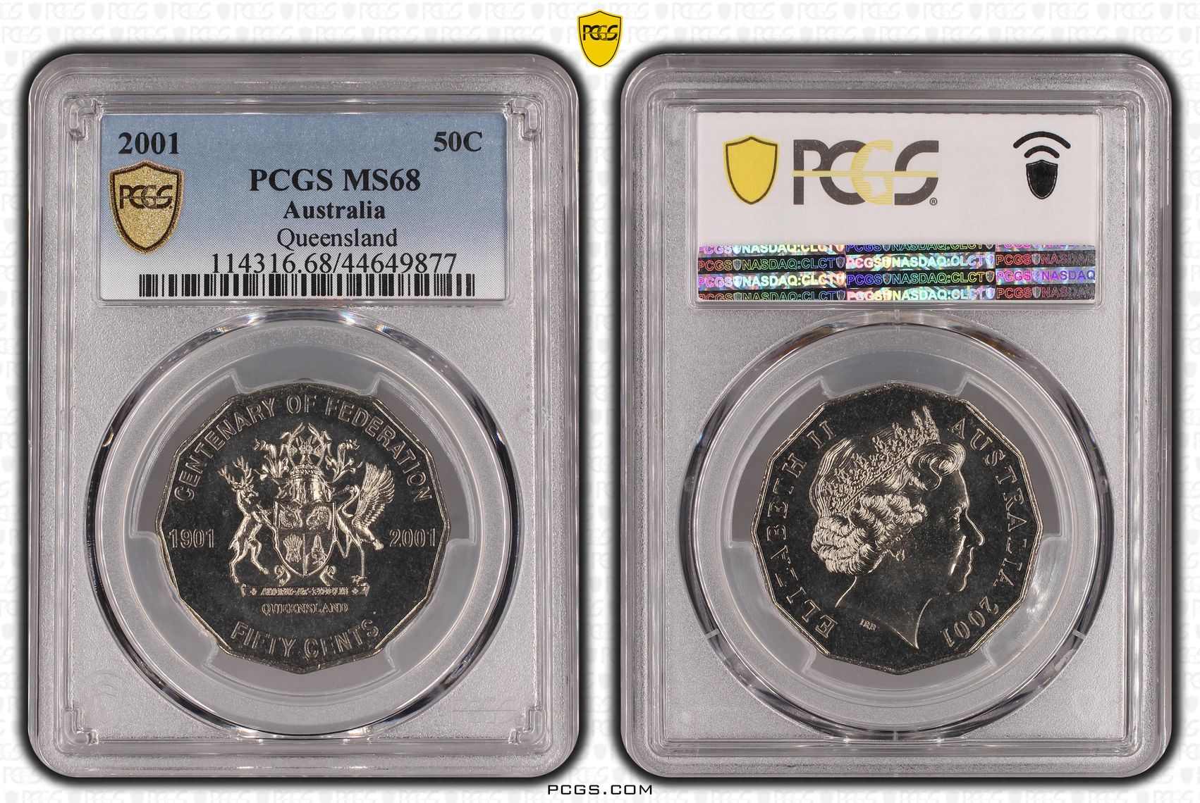 84 · 2001 Australia Fifty Cent, 50c Queensland PCGS - MS68 POP 14/0 -877