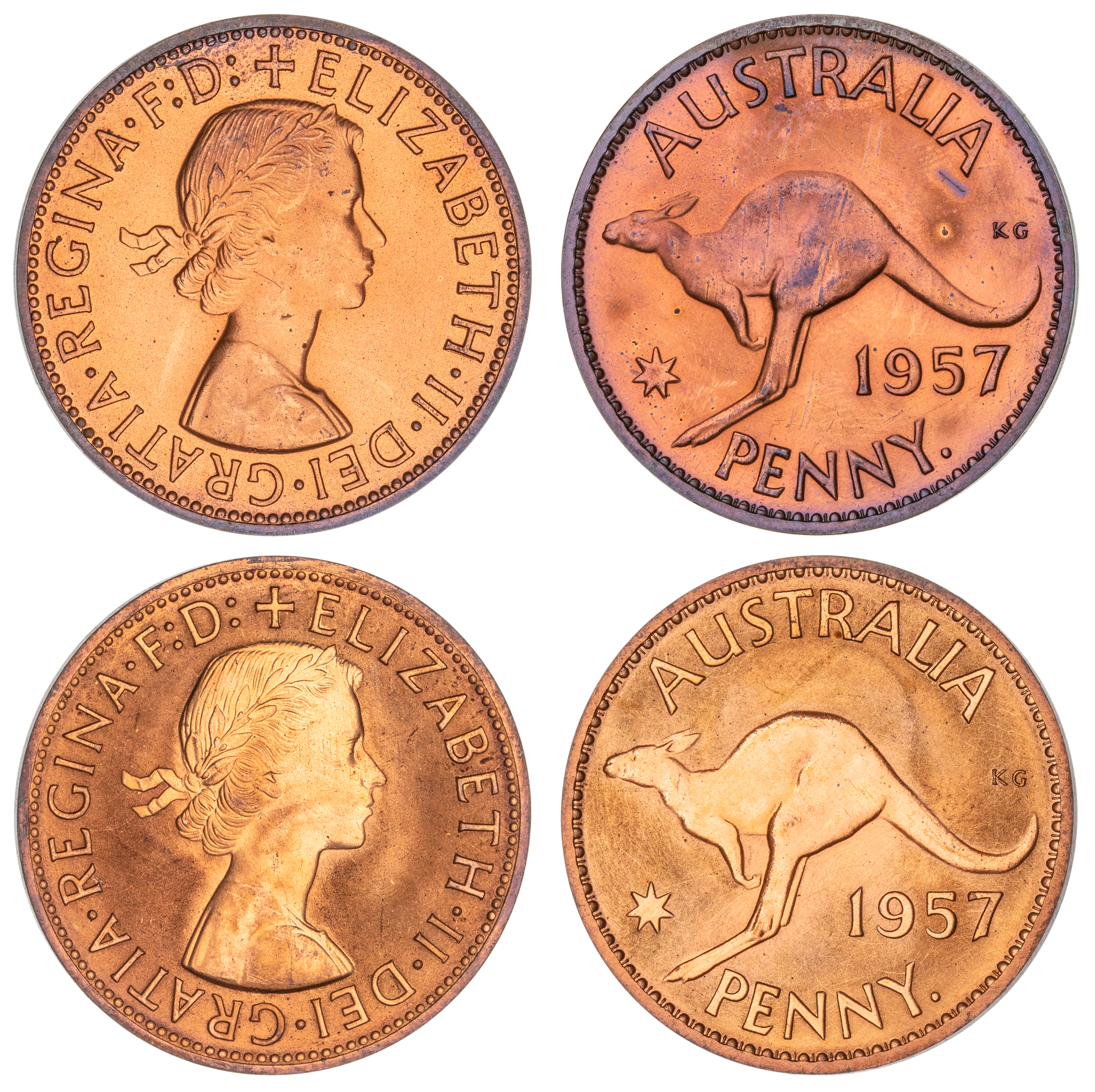 Elizabeth II, Penny, 1957-Y., aFDC - FDC