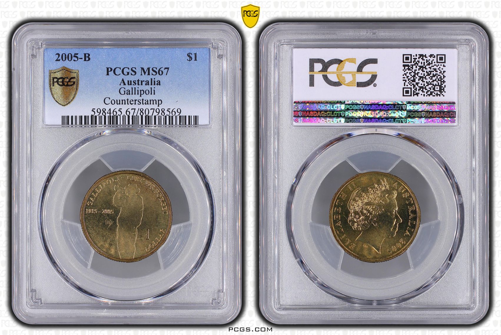 Gallipoli Counterstamp , One Dollar, 2005-B, PCGS MS67