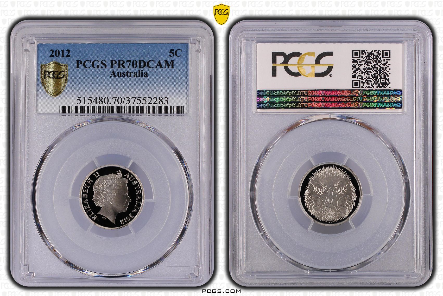 92 · 2012 Australia Five Cent, 5c PCGS - PR70DCAM POP 64/0 -283