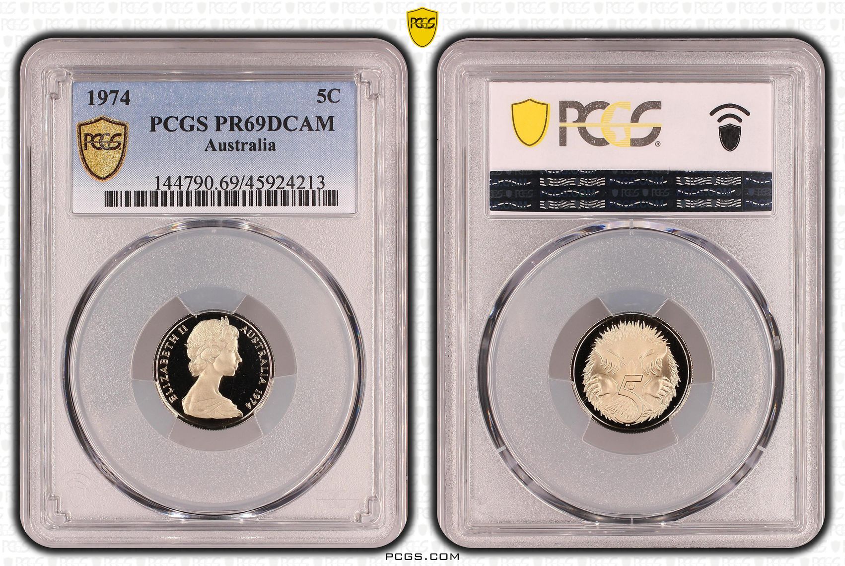 Elizabeth II, Five Cent, 1974, PCGS PR69DCAM