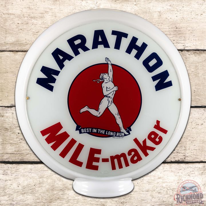 Marathon Mile-Maker 13.5" Single Gas Pump Globe Lens w/ Narrow Milk Glass Body
