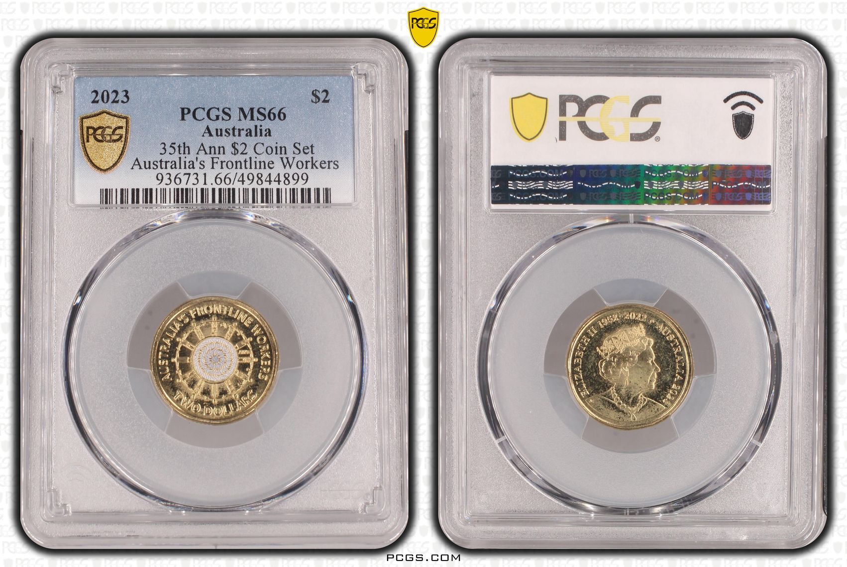 35th Ann $2 Coin Set Colorized - Australia's Frontline Worke , Two Dollar, 2023, PCGS MS66