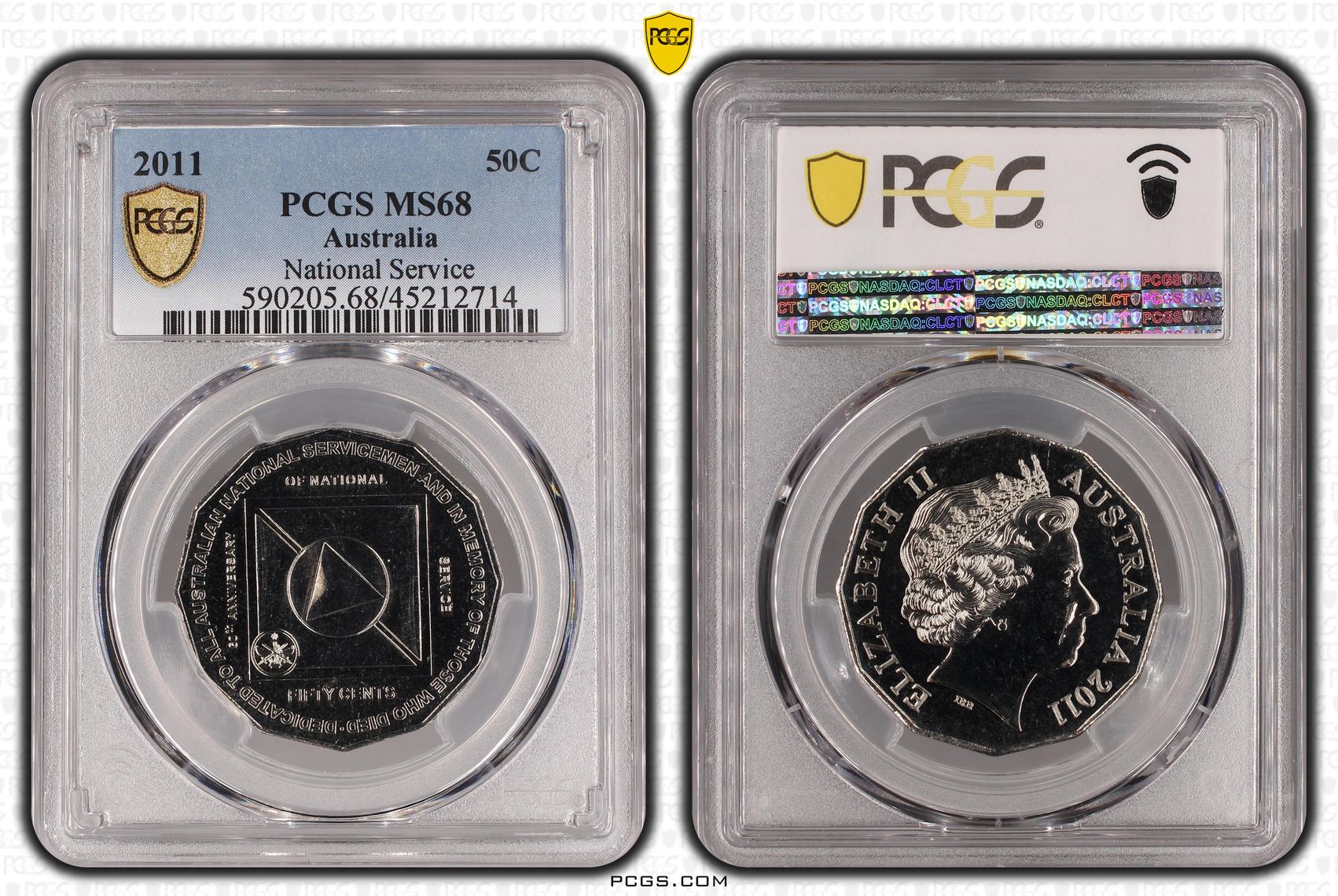 2011 Australia Fifty Cent, 50c National Service PCGS - MS68 -714