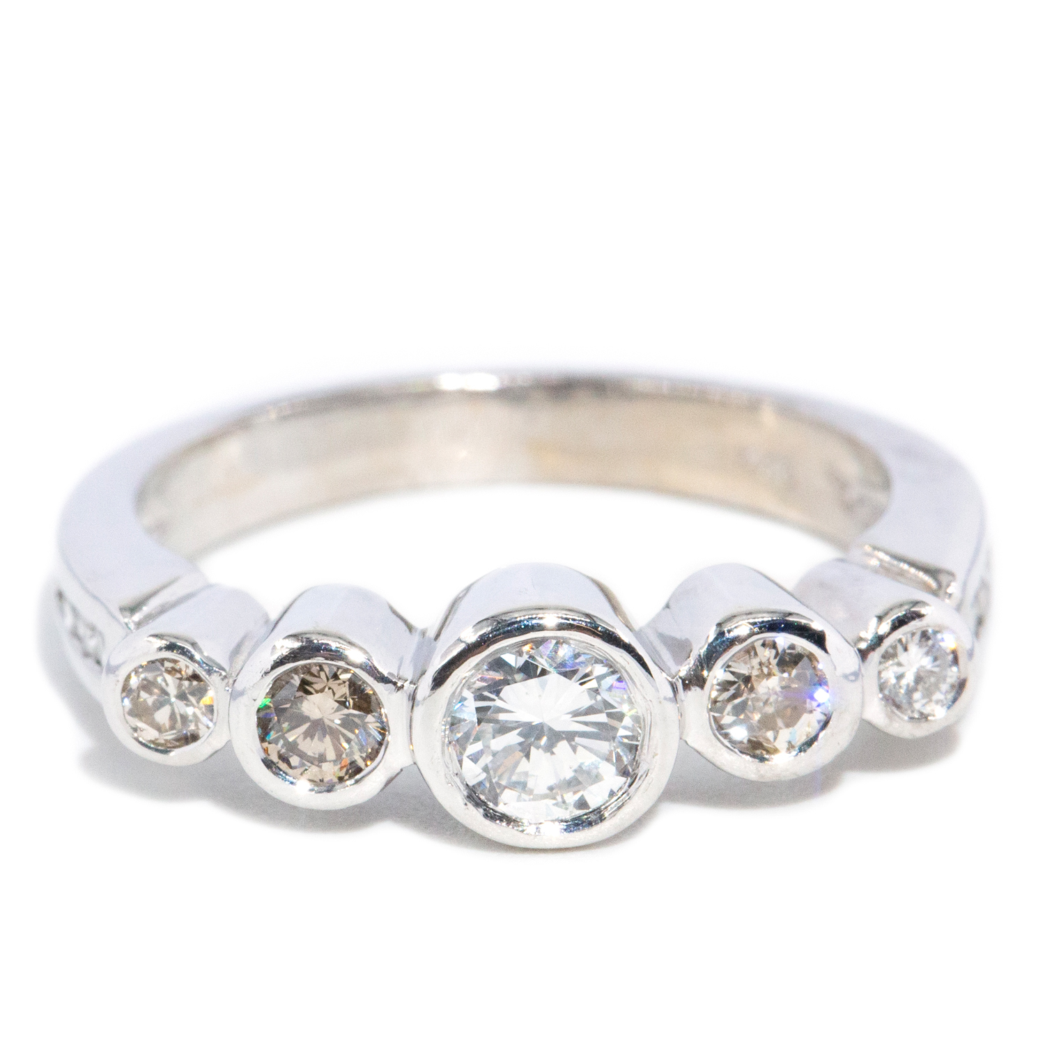 0.85 Carat Graduated Ring with Old Cut Diamonds