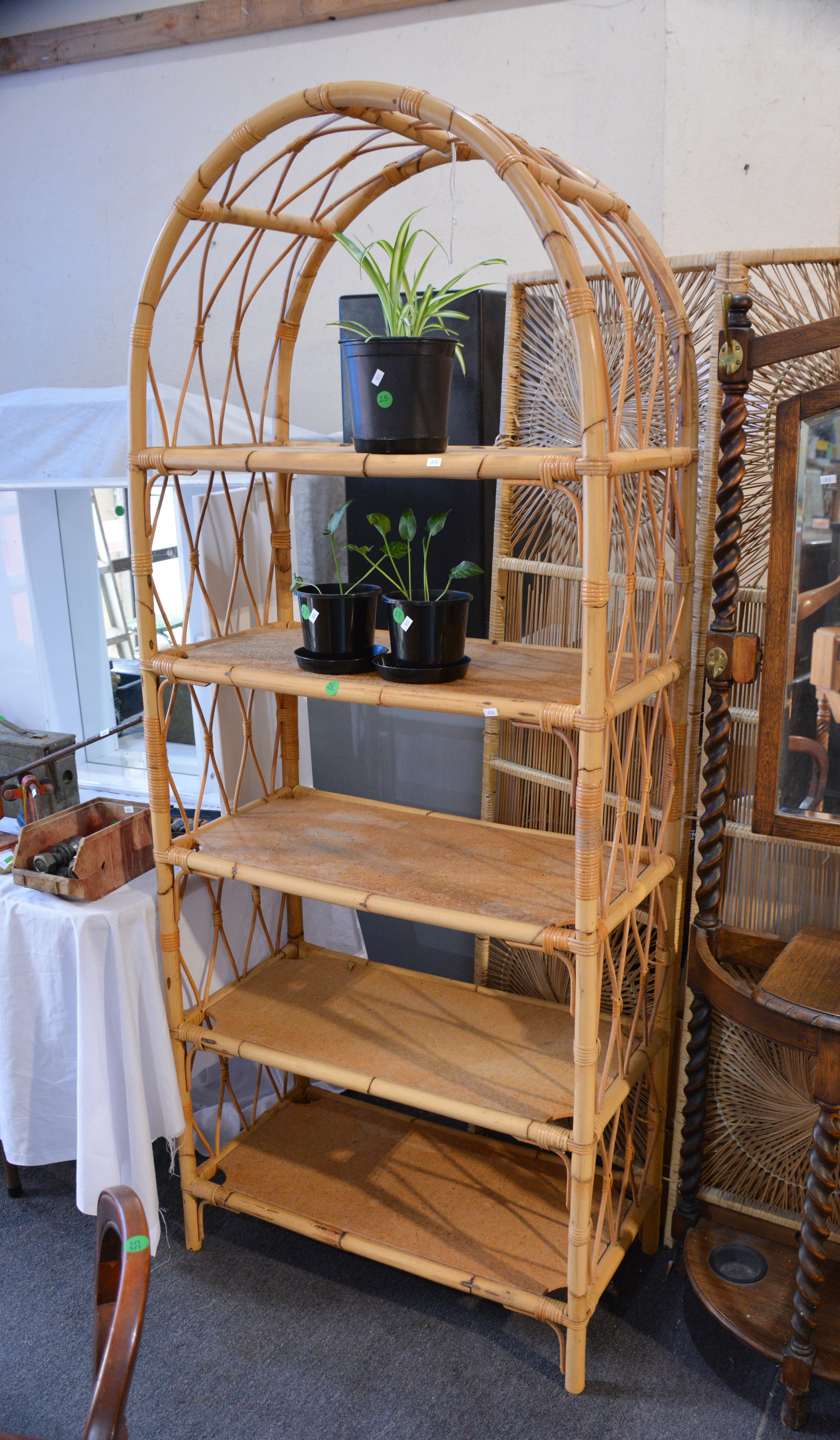 Large Bamboo Arched Shelf Unit — sold at auction in New Zealand for $30