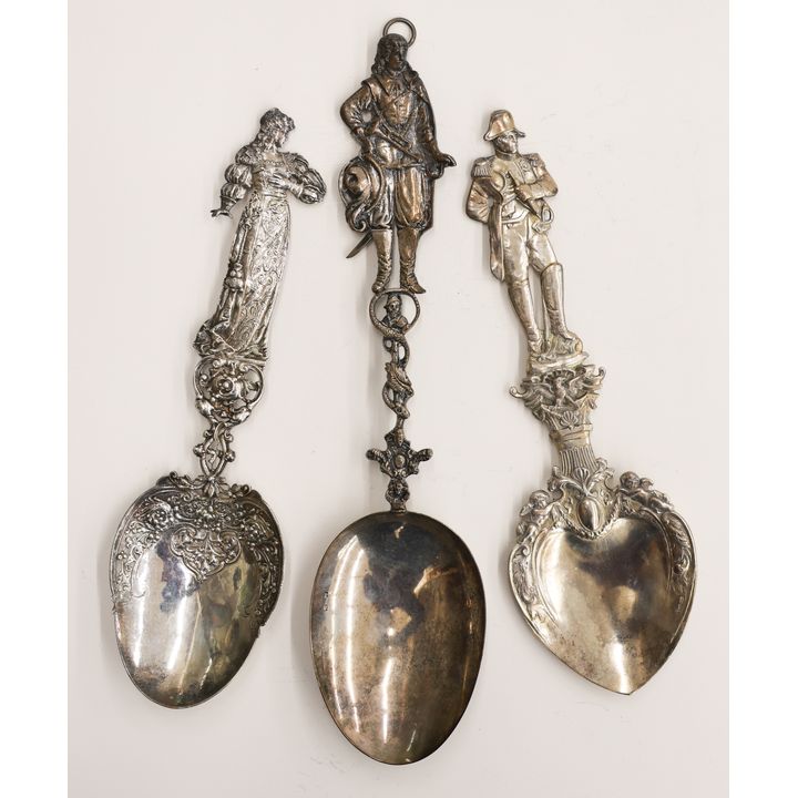 3pc Ornate Hanau Silver Figural Stem Servers