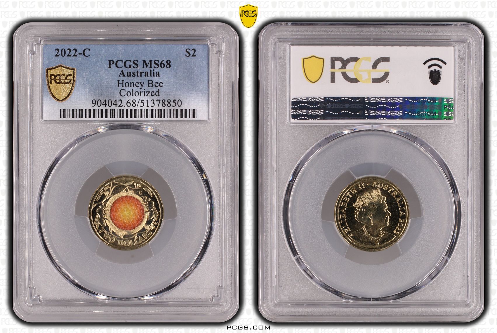 Honey Bee Colorized, Two Dollar, 2022-C, PCGS MS68