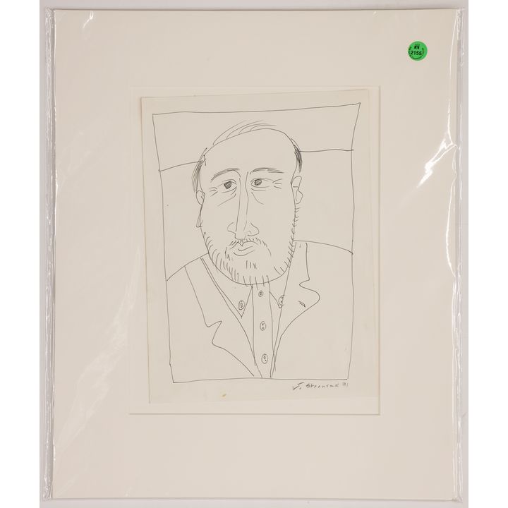 Jay Steensma ''Self Portrait'' 1991 Ink on Paper Matted 19''x16''