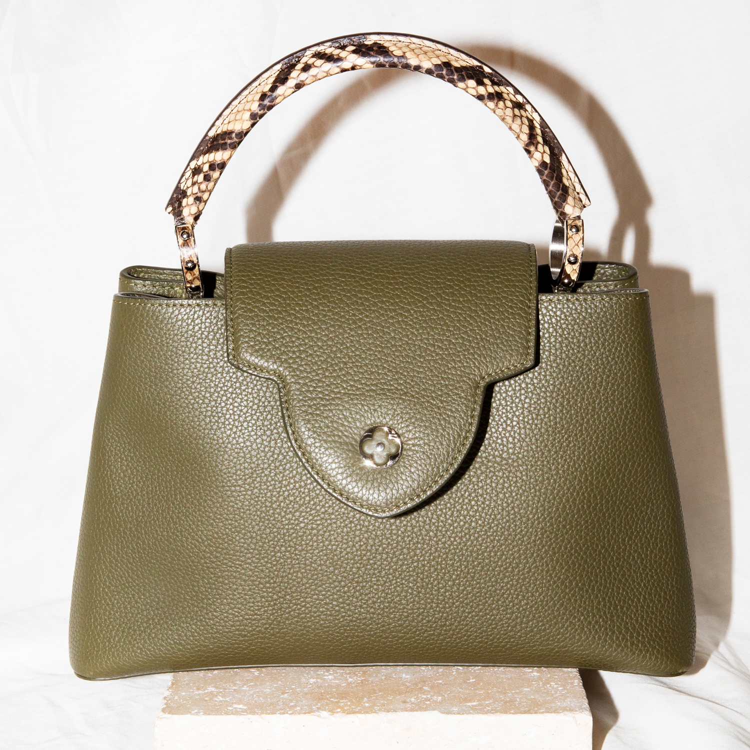 75 · Louis Vuitton Python-Trim Capucines Handbag - Green