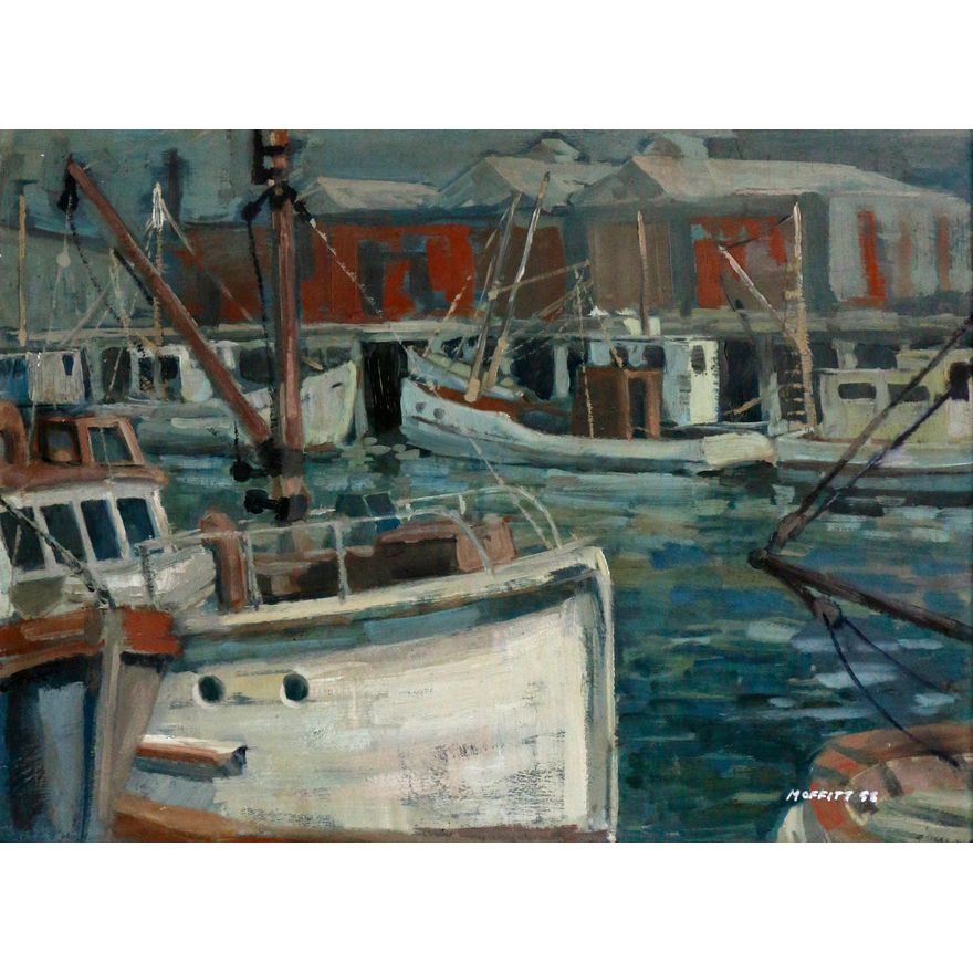 Artist unknown (Moffitt) 'Untitled - Fishing boats in a port'