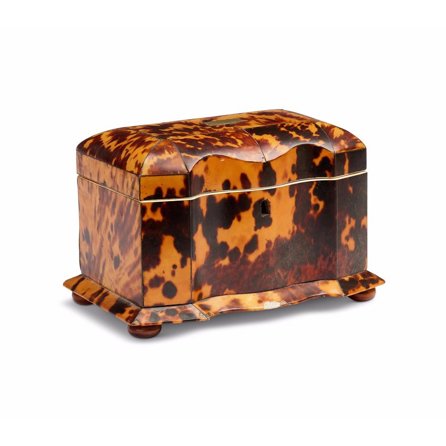 A William IV blonde tortoiseshell and ivory tea caddy