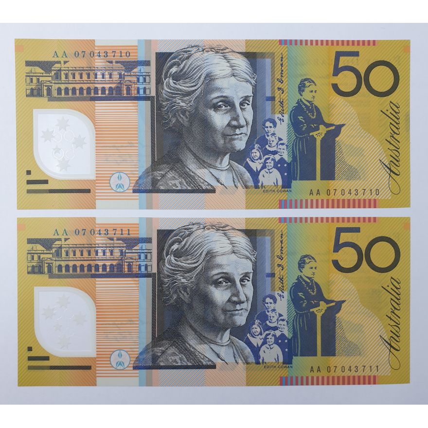 FIRST SIGN. PREFIX - Consec. S/H $50 Notes