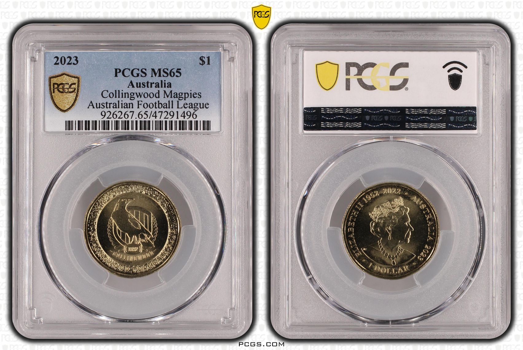 AFL - Collingwood Magpies, One Dollar, 2023 POP Report 7/1, PCGS MS 65