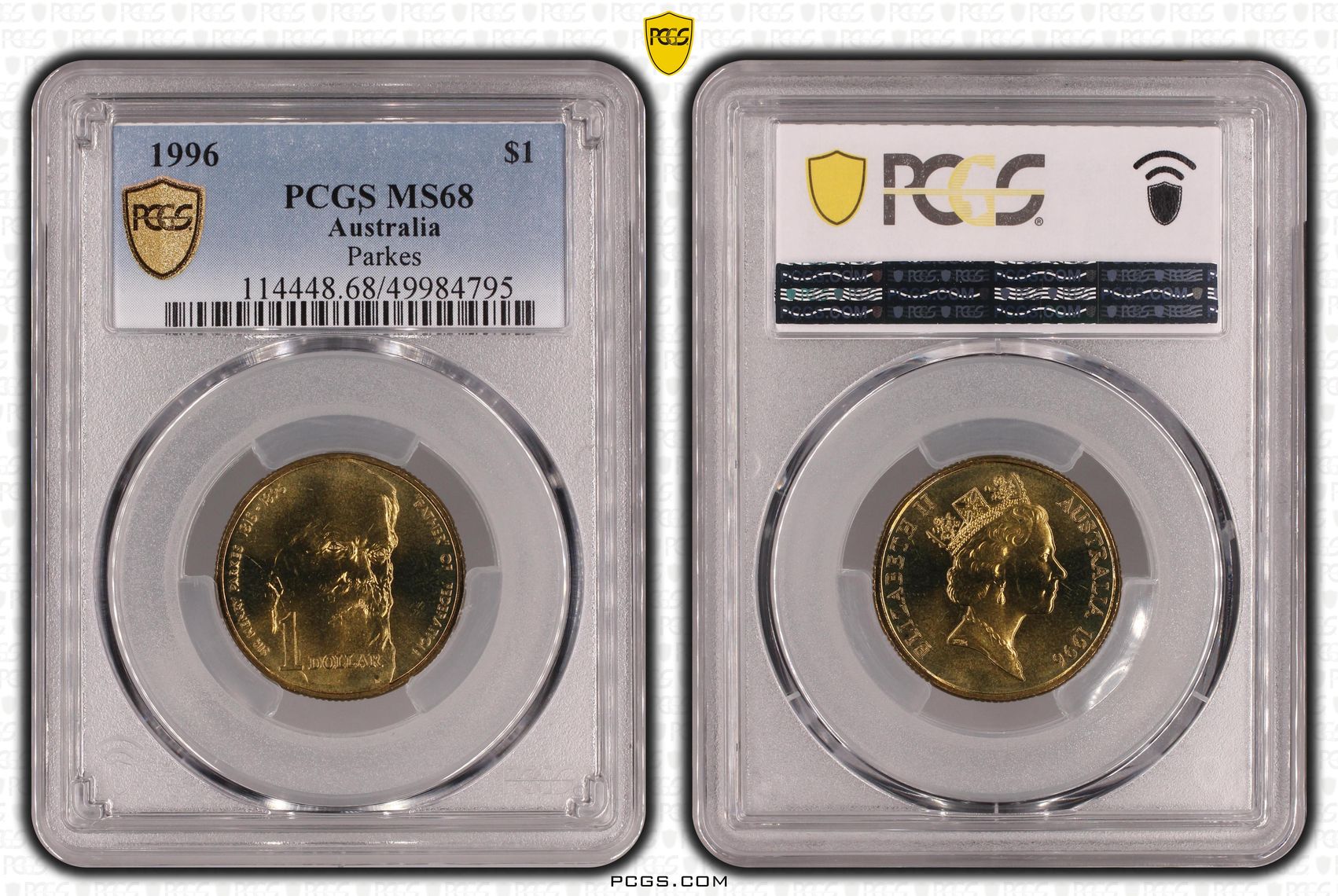 Parkes , One Dollar, 1996, PCGS MS68