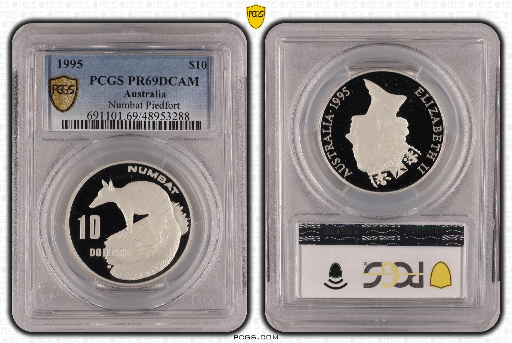 Elizabeth II, Numbat Piedfort , Ten Dollar, 1995, PCGS PR69DCAM