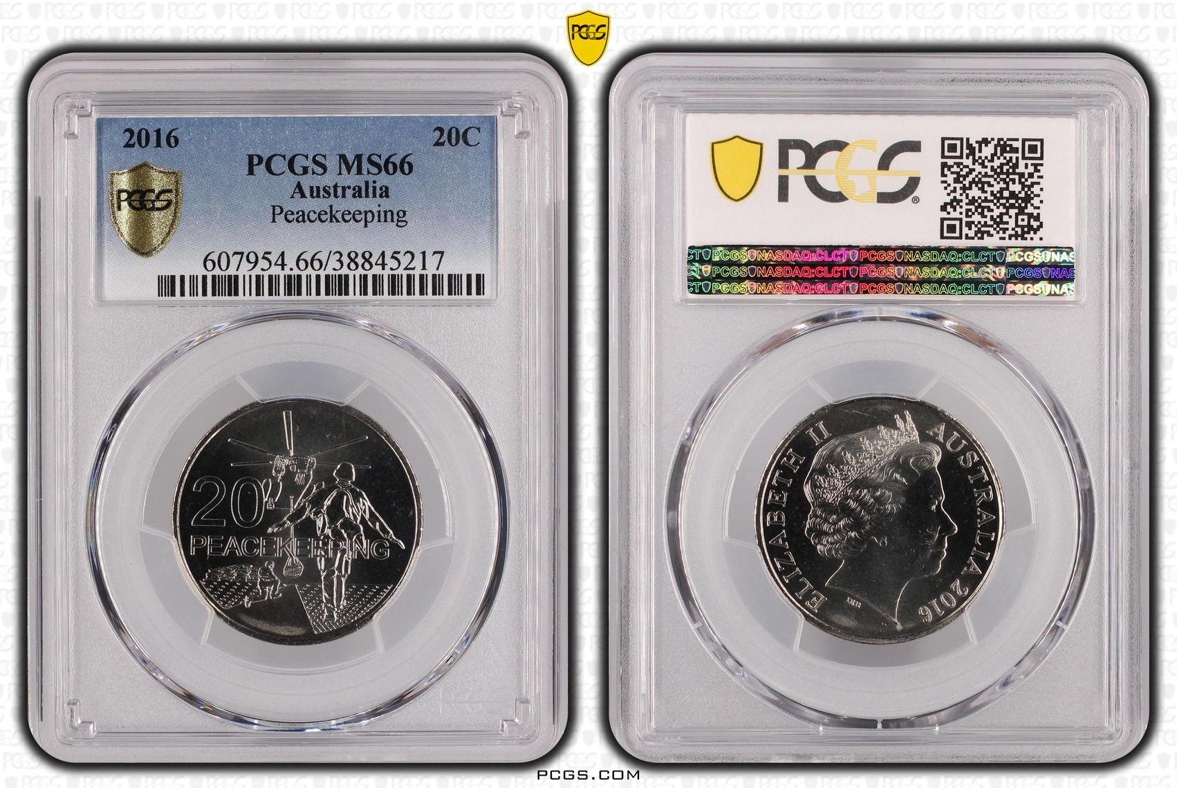2016 Australia Twenty Cent, 20c Peacekeeping PCGS - MS66 -217