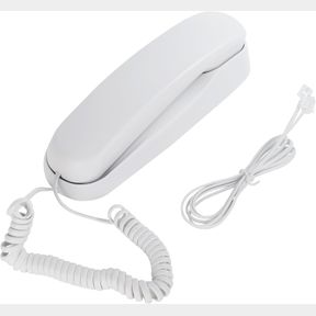 WHITE OF-990 SLIMLINE TELEPHONE WALL-MOUNTABLE BASIC CORDED TELEPHONE NO AC POWER REQUIRED, CORDED HOME PHONE