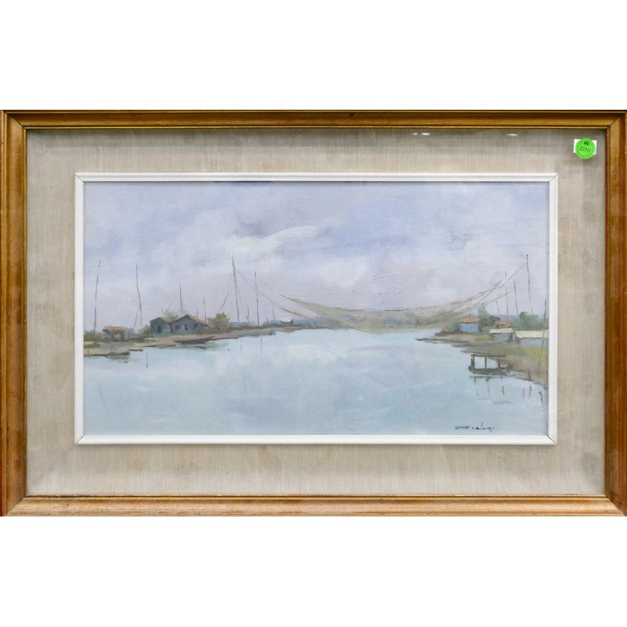 Otto Valori (1909-1999 European) ''Canal Scene'' Oil Framed 15''x23''