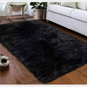 Soft And Fluffy Rug Carpet Black 200 L x 145 W cm |