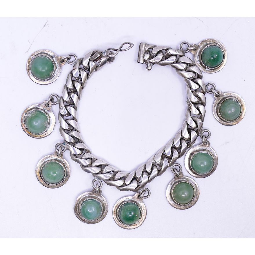 SCC Mexican Sterling & Stone Bracelet- 7''-  67g TW