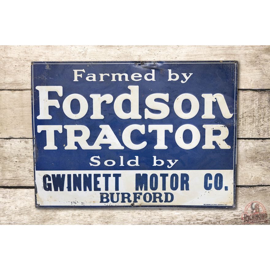 Farmed By: Fordson Tractor Embossed Tin Sign TAC 7.5