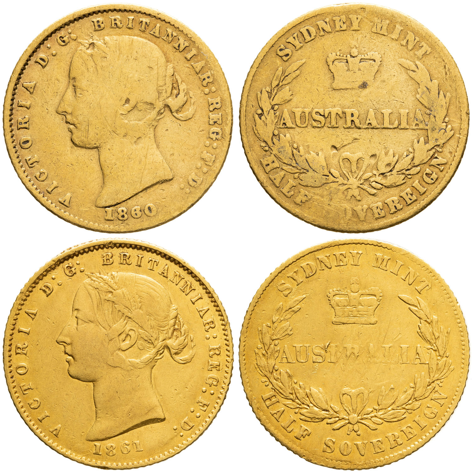 Victoria, Sydney Mint Reverse - Type II, Half Sovereign, 1861, VG