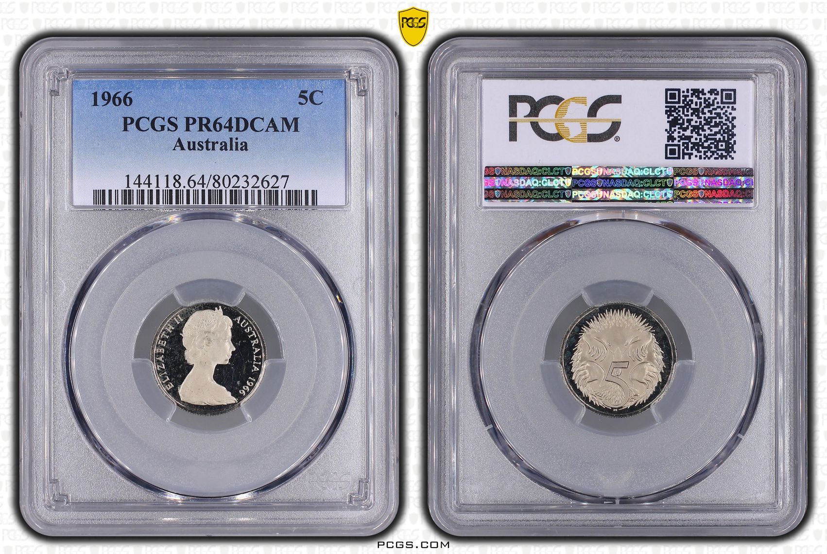 Elizabeth II, Five Cent, 1966, PCGS PR64DCAM