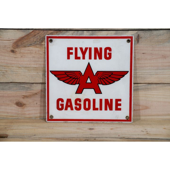 Flying A Gasoline Single Sided Porcelain Pump Sign TAC 8