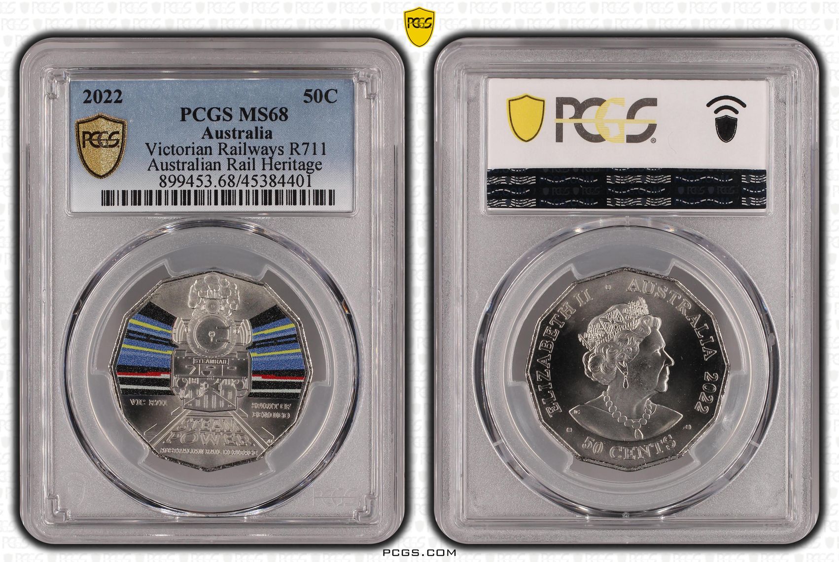 Victorian Railways R711 - Australian Rail Heritage, Fifty Cent, 2022, PCGS MS68