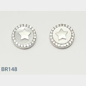STERLING SILVER 'MOTHER OF PEARL' STUD EARRINGS - 51543/298
