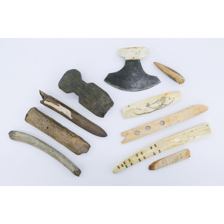 10pc Antique Alaskan Inuit Eskimo Implements