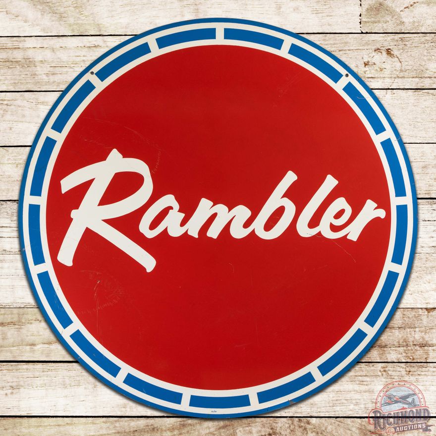 Scarce Rambler Automobiles 36" Double Sided Tin Sign