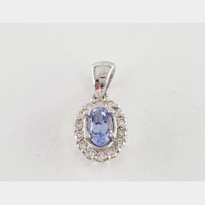 9CT WHITE GOLD PENDANT WITH 0,200CT OVAL TANZANITE & 0,100CT DIAMONDS - 51929/128