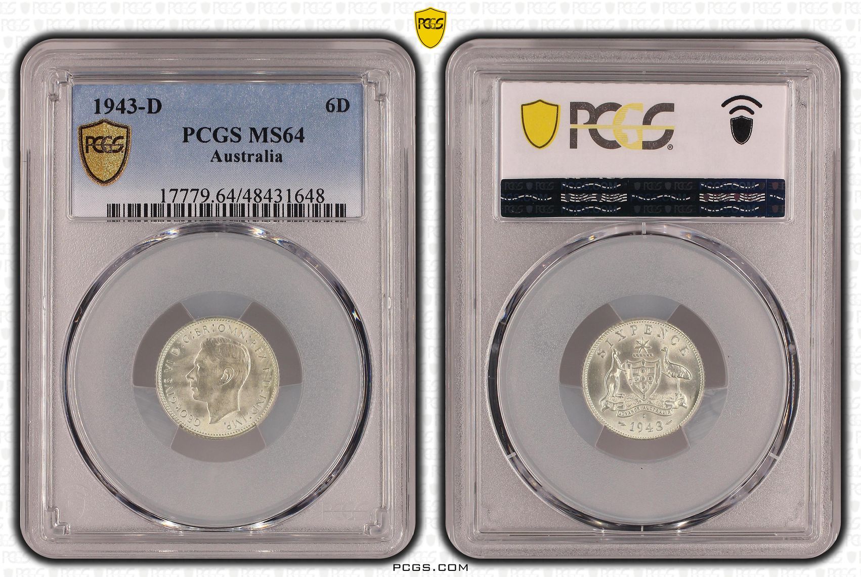 Elizabeth II, Sixpence, 1943-D, PCGS MS64