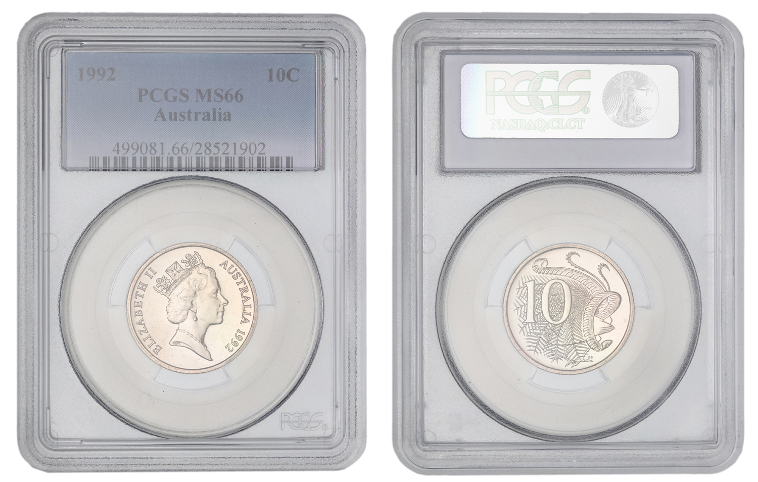 Elizabeth II, Ten Cent, 1992, PCGS MS66