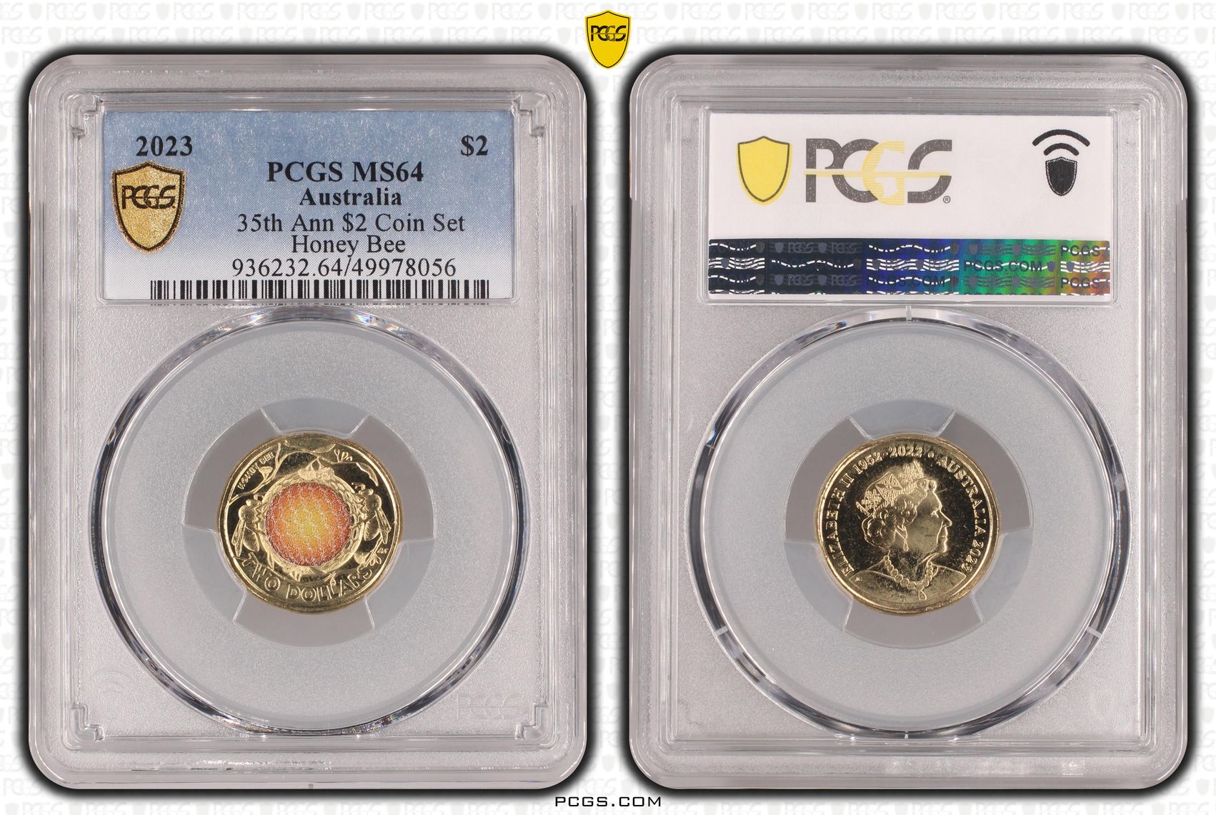 35th Ann $2 Coin Set Colorized Honey Bee , Two Dollar, 2023, PCGS MS64
