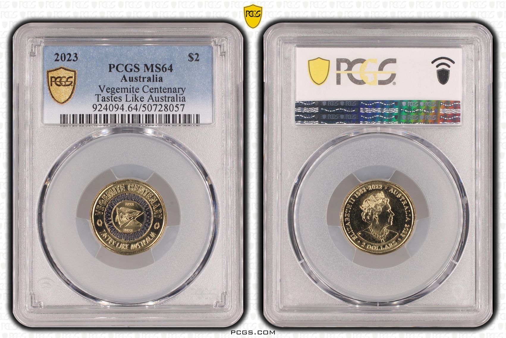 Vegemite Centenary Colorized Tastes Like Australia , Two Dollar, 2023, PCGS MS64