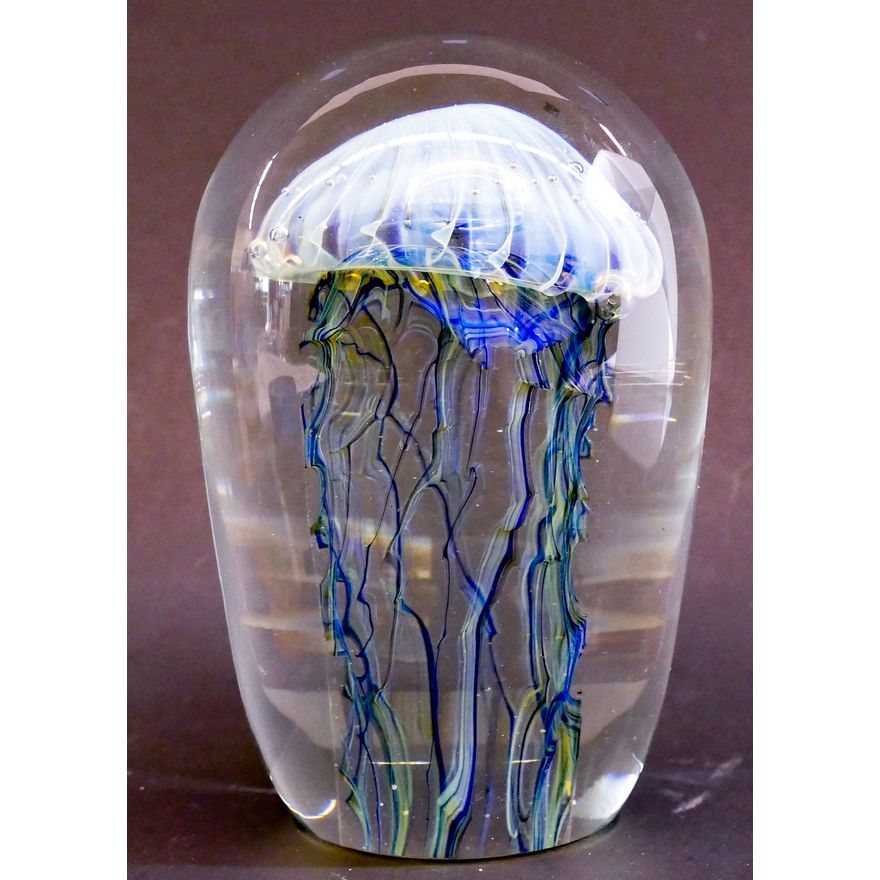 Robert Eickholt Jellyfish Art Glass Paperweight- 5''