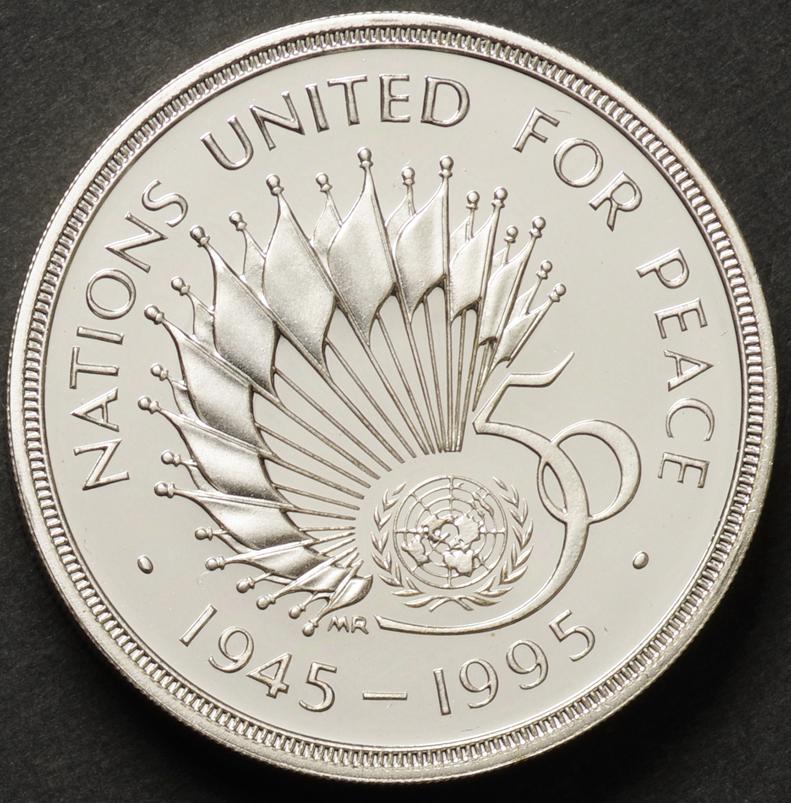 英国/GB 国連50周年記念 2ポンド銀貨ピエフォープルーフ 1995年 KMP22